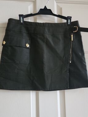 Michael Kors Olive Mini Skirt with Gold Hardware